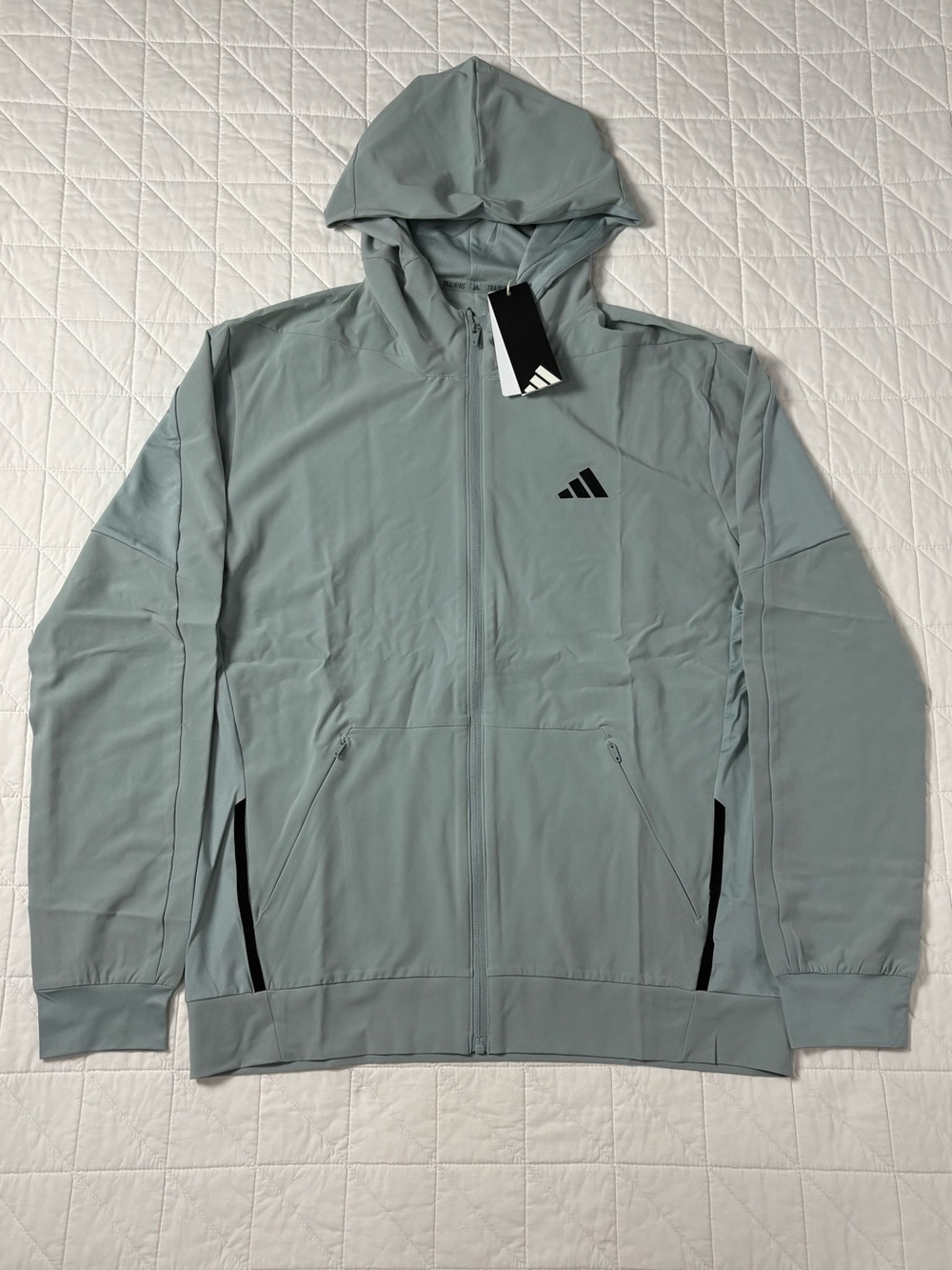 Adidas Men’s D4T Hybrid Full-Zip Sage Green Climacool Hoodie - Size Medium NWT
